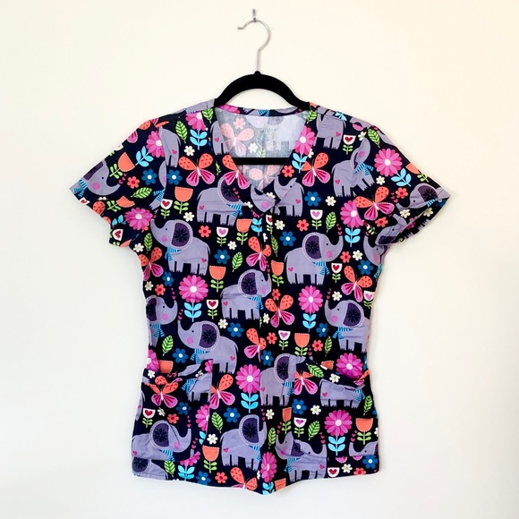 HealthPro Elephant Scrub Top - Picture 1 of 8